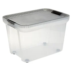 Gifi Rangement|Box multi directionnelle transparente couvercle gris 50 L