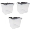Gifi Rangement|Box plastique couvercle noir clipsable 36 L x3