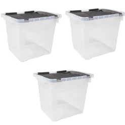 Gifi Rangement|Box plastique couvercle noir clipsable 36 L x3