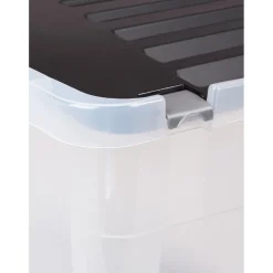 Gifi Rangement|Box plastique couvercle noir clipsable 36 L x3