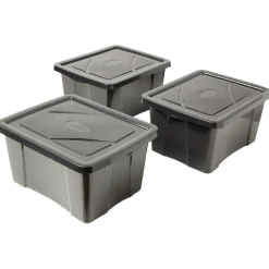 Gifi Rangement|Box plastique noir 30L x3