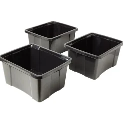 Gifi Rangement|Box plastique noir 30L x3