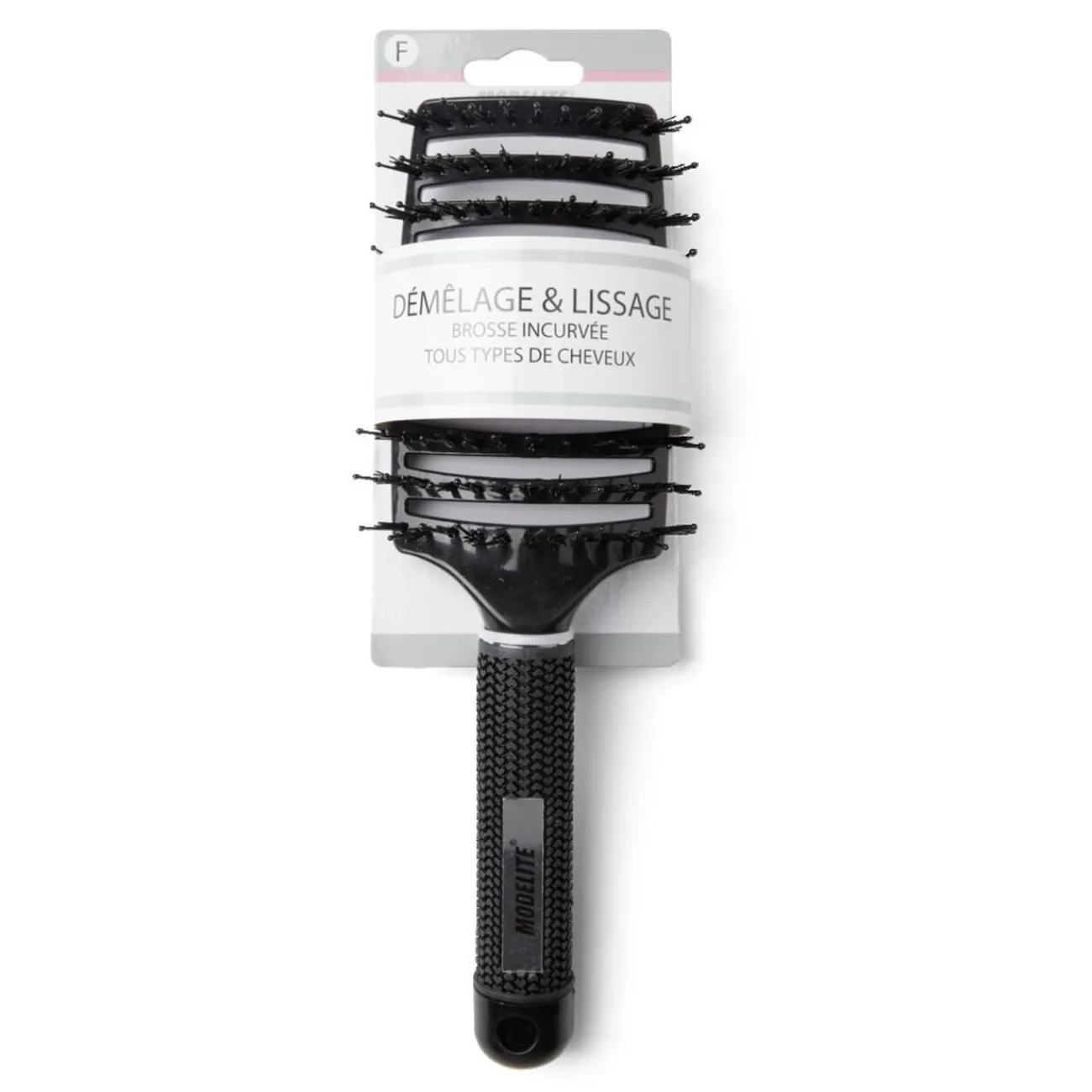 Gifi Beauté^Brosse à cheveux incurvée démêlage et lissage PVC noir