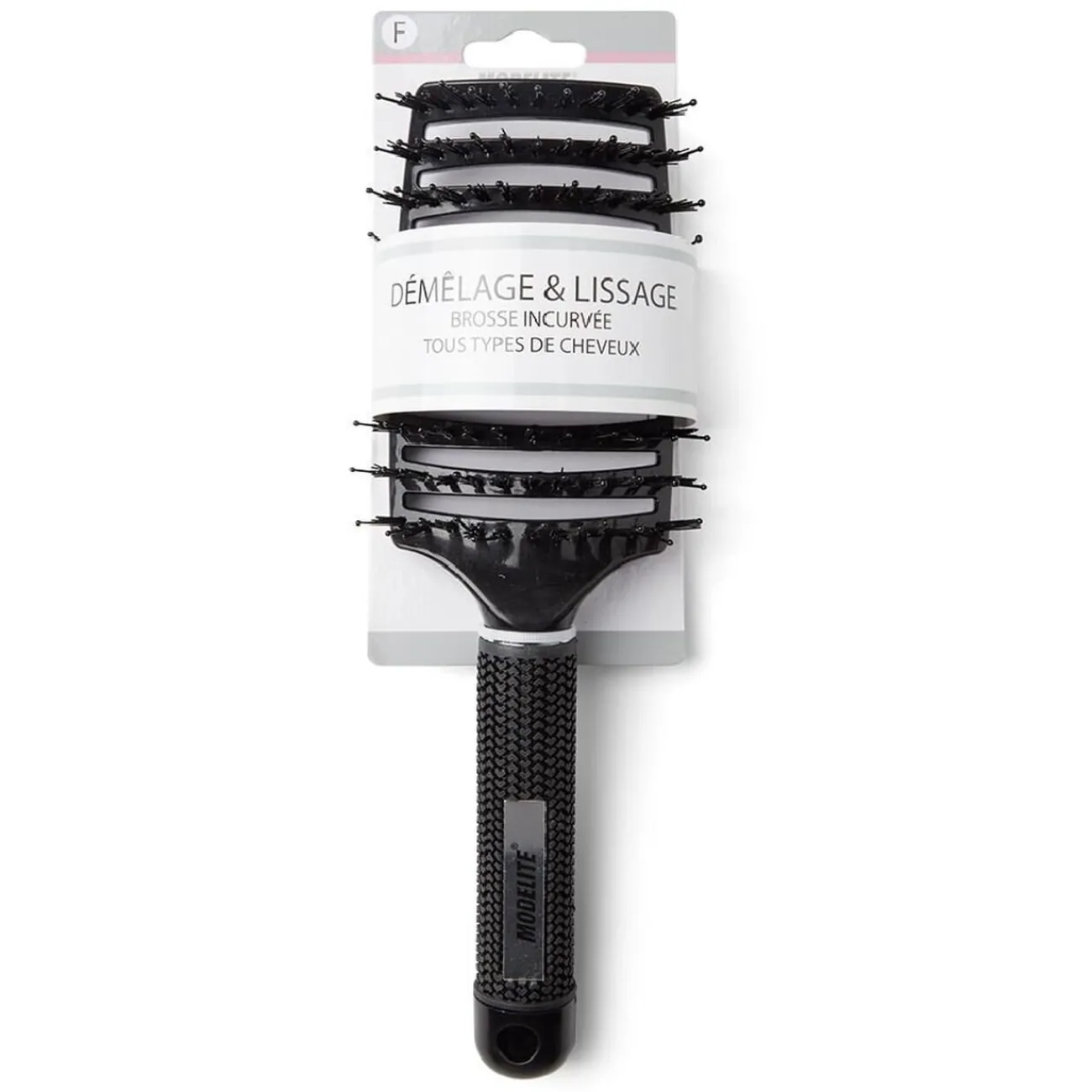 Gifi Beauté^Brosse à cheveux incurvée démêlage et lissage PVC noir