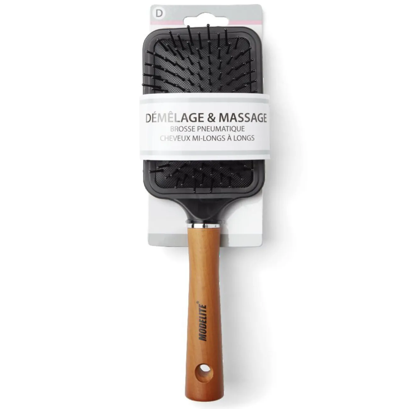 Gifi Beauté^Brosse à cheveux pneumatique démêlage et massage PVC et bois