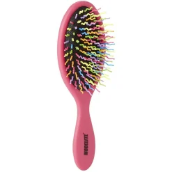 Gifi Beauté^Brosse pneumatique ovale picots perlés pvc multicolore fuchsia
