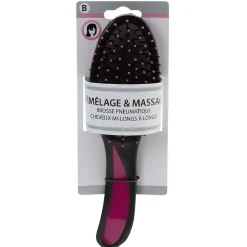 Gifi Beauté^Brosse pneumatique ovale picots perlés pvc noir fuchsia