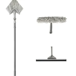 Gifi Nettoyage Et Entretien|Brosse téléscopique Homclean embouts x3 gris et bleu