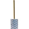 Gifi Equipement Wc^Brosse WC manche doré socle grès motif floral bleu et blanc Ø9,2xH36cm