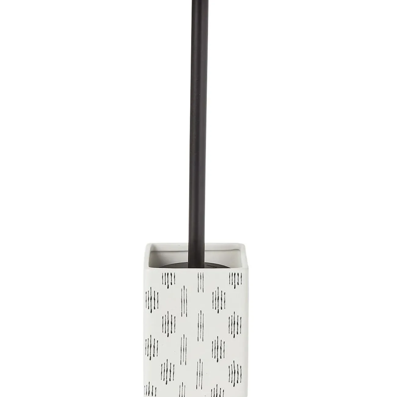 Gifi Equipement Wc^Brosse WC socle carré grès motif trait noir et blanc 9,2x9,2xH36cm
