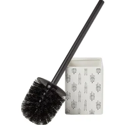 Gifi Equipement Wc^Brosse WC socle carré grès motif trait noir et blanc 9,2x9,2xH36cm