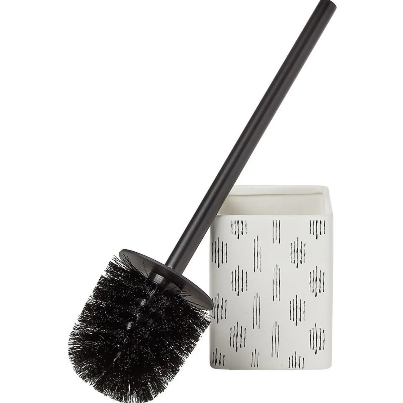 Gifi Equipement Wc^Brosse WC socle carré grès motif trait noir et blanc 9,2x9,2xH36cm