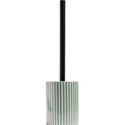 Gifi Equipement Wc^Brosse WC socle rond grès rayure verticale vert et blanc Ø9,2xH36cm