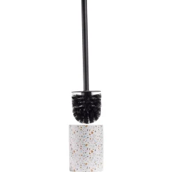 Gifi Equipement Wc^Brosse WC socle rond grès terrazzo blanc bleu marron Ø9,2xH36cm