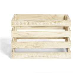 Gifi Rangement|Cagette en bois motif flocon blanc 28x18xH18cm