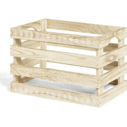 Gifi Rangement|Cagette en bois motif flocon blanc 28x18xH18cm