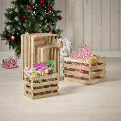 Gifi Rangement|Cagette en bois motif flocon blanc 33x23xH21cm