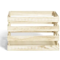 Gifi Rangement|Cagette en bois motif flocon blanc 33x23xH21cm