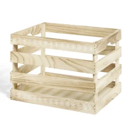 Gifi Rangement|Cagette en bois motif flocon blanc 38x28xH23cm