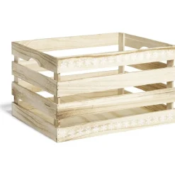 Gifi Rangement|Cagette en bois motif flocon blanc 44x33xH25cm