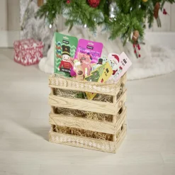 Gifi Rangement|Cagette en bois motif flocon blanc 44x33xH25cm