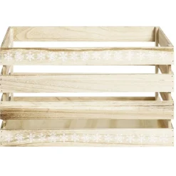 Gifi Rangement|Cagette en bois motif flocon blanc 44x33xH25cm
