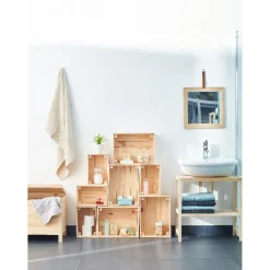 Gifi Rangement|Caisse en bois pin massif à monter soi-même moyen modèle