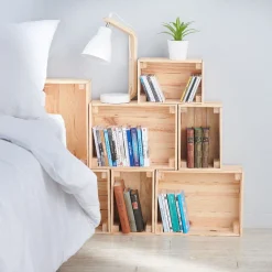Gifi Rangement|Caisse en bois pin massif à monter soi-même moyen modèle