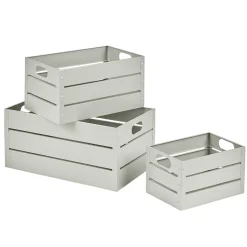 Gifi Rangement|Caisse métallique de rangement blanc lin x3