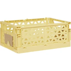 Gifi Rangement|Caisse pliable avec porte-étiquette jaune L25xl16,5xH10cm