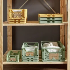 Gifi Rangement|Caisse pliable avec porte-étiquette jaune L25xl16,5xH10cm