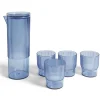 Gifi Carafe 1,1L + 4 verres 300mL polystyrène et silicone bleu