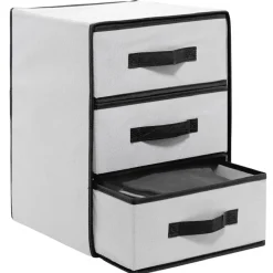 Gifi Rangement|Casier de rangement 3 tiroirs pour dressing blanc et noir