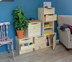 Gifi Rangement|Casier de rangement bloc tiroir pin