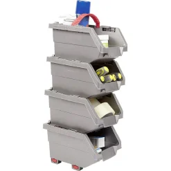 Gifi Rangement|Casier de rangement superposable gris et rouge x4