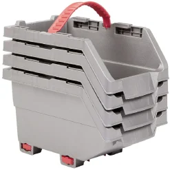 Gifi Rangement|Casier de rangement superposable gris et rouge x4