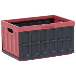 Gifi Rangement|Casier pliant avec couvercle noir et rouge bordeaux 46 L