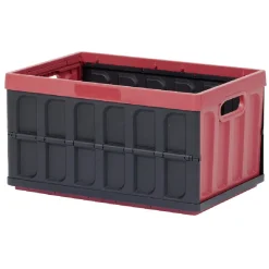 Gifi Rangement|Casier pliant avec couvercle noir et rouge bordeaux 46 L