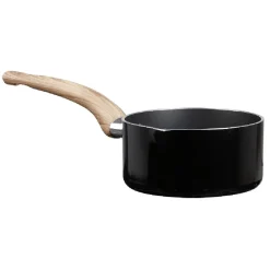 Gifi Casserole noire manche effet bois Ø 14