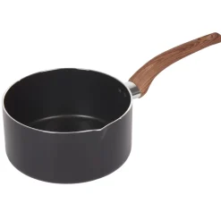 Gifi Casserole noire manche effet bois Ø 18