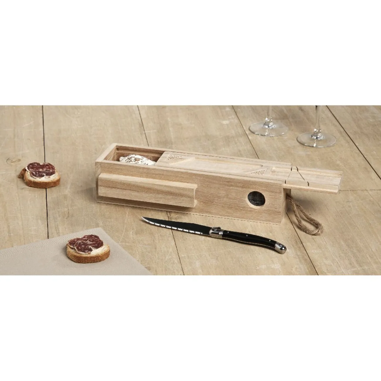 Gifi Cave à saucisson bois et couteau