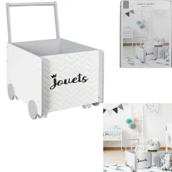 Gifi Rangement|Chariot de rangement garçon Jouets blanc et gris 35x47xH47,50cm