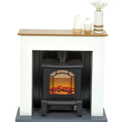 Gifi Chauffage^Cheminée chauffante decorative encadrement blanc