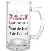 Gifi Chope à bière verre transparent inscription Champion de levée de coude