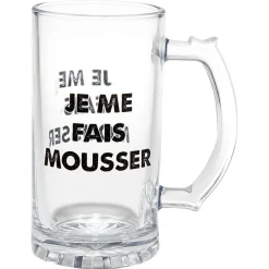 Gifi Chope à bière verre transparent inscription Champion de levée de coude