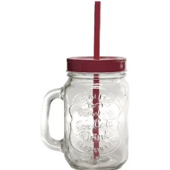 Gifi Chope transparente avec couvercle coloré et paille X 6