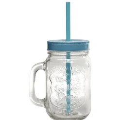 Gifi Chope transparente avec couvercle coloré et paille X 6