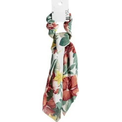 Gifi Beauté^Chouchou foulard fleur motif printanier blanc jaune rouge