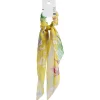 Gifi Beauté^Chouchou foulard jaune motif tropical vert et corail