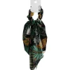 Gifi Beauté^Chouchou foulard noir motif tropical vert et orange
